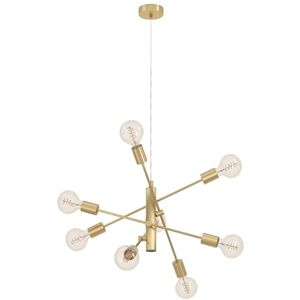 Eglo Pendant Lighting Gradoli, 8 Bulb Ceiling Light Fitting Made of Brushed Brass, Metal Chandelier for Dining and Living Room, E27 Socket, Ø 28 inches Eglo Pendant Lighting Gradoli, 8 Bulb Ceiling Light Fitting Made of Brushed Brass, Metal Chandelier for Dining and Living Room, E27 Socket, Ø 28 inches