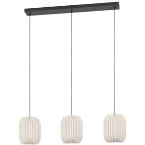 Eglo Pendant lighting Belgrave, 3 light hanging lamp above dining table, dining room ceiling light fixture in Japanese style, metal and paper in white, FSC-certified, E27 socket, 88 cm Eglo Pendant lighting Belgrave, 3 light hanging lamp above dining table, dining room ceiling light fixture in Japanese style, metal and paper in white, FSC-certified, E27 socket, 88 cm