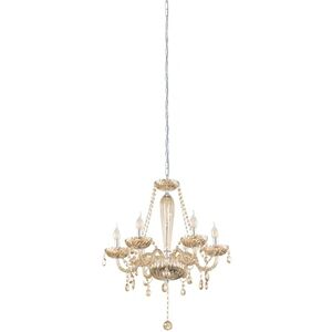 Eglo Pendant Light Basilano, 6-Light Vintage Chandelier, Shabby Chic Hanging Lamp Made of Steel and Glass in Chrome and Cognac, Dining Table Lamp, Hanging Living Room Light with E14 Socket Eglo Pendant Light Basilano, 6-Light Vintage Chandelier, Shabby Chic Hanging Lamp Made of Steel and Glass in Chrome and Cognac, Dining Table Lamp, Hanging Living Room Light with E14 Socket