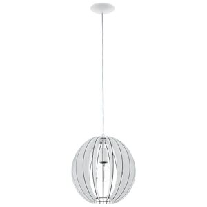 Eglo Wooden Pendant Lamp Cossano, Single-Light Pendant, Hanging Lamp Made of Wood and Steel, Colour: White, Socket: E27, Diameter: 30 cm Eglo Wooden Pendant Lamp Cossano, Single-Light Pendant, Hanging Lamp Made of Wood and Steel, Colour: White, Socket: E27, Diameter: 30 cm
