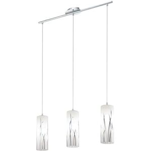 Eglo Pendant Lighting Rivato, 3 Bulbs Elegant Ceiling Light Fitting Made of Steel and Glass with Chrome décor, White, Hanging lamp for Dining and Living Room, E27 Socket Eglo Pendant Lighting Rivato, 3 Bulbs Elegant Ceiling Light Fitting Made of Steel and Glass with Chrome décor, White, Hanging lamp for Dining and Living Room, E27 Socket