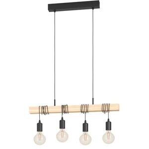 Eglo LED Pendant Lighting Townshend, 4-Light Vintage Hanging lamp for Dining Table, Wooden Ceiling Light Fitting Living Room, Light Wood and Black Steel, FSC, incl. E27 Light Bulb Eglo LED Pendant Lighting Townshend, 4-Light Vintage Hanging lamp for Dining Table, Wooden Ceiling Light Fitting Living Room, Light Wood and Black Steel, FSC, incl. E27 Light Bulb