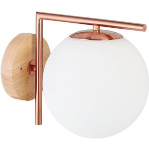 Relaxdays Wall Light Indoor E27 Glass Metal Wood Ball Bedroom Living Room HBD: 22 x 19.5 x 28 cm, iron art, copper coloured, 22 x 19,5 x 28 cm Relaxdays Wall Light Indoor E27 Glass Metal Wood Ball Bedroom Living Room HBD: 22 x 19.5 x 28 cm, iron art, copper coloured, 22 x 19,5 x 28 cm