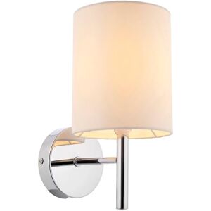 National Lighting Tatum Decorative Contemporary Silver Chrome E14 LED Compatible Wall Light with a Off White Fabric Drum Shade National Lighting Tatum Decorative Contemporary Silver Chrome E14 LED Compatible Wall Light with a Off White Fabric Drum Shade