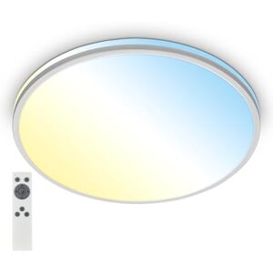 Briloner LED Ceiling lamp with Remote Control, Warm White to Cool White, dimmable, LED lamp, LED Ceiling Light, Living Room lamp, Kitchen lamp, Ceiling Lighting, 49 x 9.5 cm, matt Chrome Briloner LED Ceiling lamp with Remote Control, Warm White to Cool White, dimmable, LED lamp, LED Ceiling Light, Living Room lamp, Kitchen lamp, Ceiling Lighting, 49 x 9.5 cm, matt Chrome
