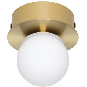 Eglo LED Ceiling Light Fitting Mosiano, Small Ceiling lamp in Globe Shape, Bathroom Lighting Made of Metal in Brass and Glass in White, Warm White, IP44, ∅ 11 cm Eglo LED Ceiling Light Fitting Mosiano, Small Ceiling lamp in Globe Shape, Bathroom Lighting Made of Metal in Brass and Glass in White, Warm White, IP44, ∅ 11 cm