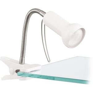 Eglo Clip Lamp Fabio, Clamp Light, Metal Clip Spot in Silver and White Plastic, Lamp with Clamp and Switch, Reading Lamp E14 Eglo Clip Lamp Fabio, Clamp Light, Metal Clip Spot in Silver and White Plastic, Lamp with Clamp and Switch, Reading Lamp E14