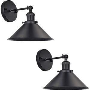 LEDSone Black Wall Light Sconce Fitting Metal Firm Wall Mount 180 Degree Adjustable Swing Arm Industrial Wall Fixtures lamp with Cone Light Shade for Livingroom, Kitchen, (2 Pack-Style 1) LEDSone Black Wall Light Sconce Fitting Metal Firm Wall Mount 180 Degree Adjustable Swing Arm Industrial Wall Fixtures lamp with Cone Light Shade for Livingroom, Kitchen, (2 Pack-Style 1)