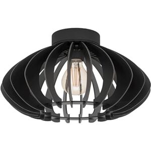 Eglo Ceiling lamp Cossano 3, Vintage Ceiling Light Fitting, Retro Ceiling spot Made of Metal and Wood in Black, Living Room Lighting with E27 Socket, Ø 38 cm Eglo Ceiling lamp Cossano 3, Vintage Ceiling Light Fitting, Retro Ceiling spot Made of Metal and Wood in Black, Living Room Lighting with E27 Socket, Ø 38 cm