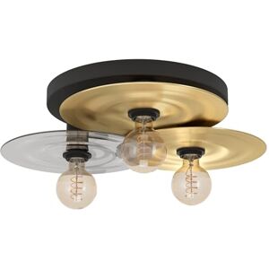 Eglo Ceiling Light Fixture Lintmill, Decorative 3-Light Flush Mount lamp, Living Room Lighting, Black and Brass Metal, Smoked Glass, Ø 53 cm Eglo Ceiling Light Fixture Lintmill, Decorative 3-Light Flush Mount lamp, Living Room Lighting, Black and Brass Metal, Smoked Glass, Ø 53 cm