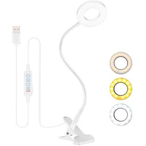 HIYAA Desk Lamp Clip On Clamp Light & 3 Light Mode 10 Dimmable Brightness Eye Caring Book Adjustable for Reading Studying Working Video Conference Lighting White HIYAA Desk Lamp Clip On Clamp Light & 3 Light Mode 10 Dimmable Brightness Eye Caring Book Adjustable for Reading Studying Working Video Conference Lighting White