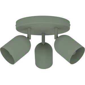 Eglo Spotlight bar Tilston, Light Fitting with 3 Flexible Spots, Round Ceiling lamp for Living Room and Bedroom, Dark Green Steel, E14 Socket Eglo Spotlight bar Tilston, Light Fitting with 3 Flexible Spots, Round Ceiling lamp for Living Room and Bedroom, Dark Green Steel, E14 Socket