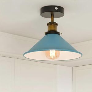 LEDSone E27 Semi-Flush Mount Ceiling Lamp Vintage Ceiling Lighting for Living Room, Bedroom, Dining Room, Kitchen 22cm Blue Conical Shade with A+ Bulb Easy Fit Anti Rust Durable Metal LEDSone E27 Semi-Flush Mount Ceiling Lamp Vintage Ceiling Lighting for Living Room, Bedroom, Dining Room, Kitchen 22cm Blue Conical Shade with A+ Bulb Easy Fit Anti Rust Durable Metal