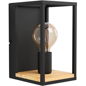 Eglo Indoor wall Light Libertad, wall lamp Made of Black Metal and Natural Wood, Living Room Lighting Fixture with Switch, E27 Socket Eglo Indoor wall Light Libertad, wall lamp Made of Black Metal and Natural Wood, Living Room Lighting Fixture with Switch, E27 Socket