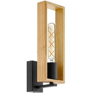 Eglo Indoor Wall Light Littleton, Vintage Wall lamp in Industrial Design, Retro Lighting Made of Steel and Wood, Colour Black, Brown, Socket E27, FSC Certified Eglo Indoor Wall Light Littleton, Vintage Wall lamp in Industrial Design, Retro Lighting Made of Steel and Wood, Colour Black, Brown, Socket E27, FSC Certified