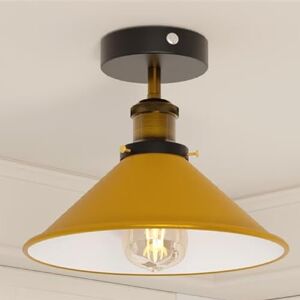 LEDSone Industrial Ceiling Light E27 Vintage Ceiling Lamp 22cm Yellow Conical Lamp Shade Semi-Flush Mount for Living Room, Bedroom, Kitchen with Bulb LEDSone Industrial Ceiling Light E27 Vintage Ceiling Lamp 22cm Yellow Conical Lamp Shade Semi-Flush Mount for Living Room, Bedroom, Kitchen with Bulb