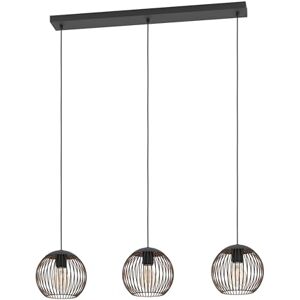 Eglo Pendant Lighting Almanzora, 3-Light Hanging lamp for Dining Table, Ceiling Light Fitting Living Room, Black and Copper Coloured Metal, E27 Socket, 90 cm Eglo Pendant Lighting Almanzora, 3-Light Hanging lamp for Dining Table, Ceiling Light Fitting Living Room, Black and Copper Coloured Metal, E27 Socket, 90 cm