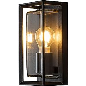 Konstsmide Outdoor Wall Light Mains Powered Brindisi/H: 26 cm W: 13cm D: 11cm / 1 x 20 W E27 Max Wall Lamp/Clear Glass/Aluminium / IP54 / Black Konstsmide Outdoor Wall Light Mains Powered Brindisi/H: 26 cm W: 13cm D: 11cm / 1 x 20 W E27 Max Wall Lamp/Clear Glass/Aluminium / IP54 / Black