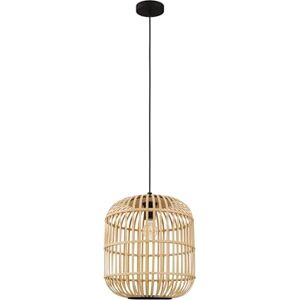 Eglo Pendant Lighting Bordesley, Boho Hanging lamp for Dining Table, Ceiling Light Fitting Living Room, Black Steel and Natural Wood, E27 Socket, Ø 34 cm Eglo Pendant Lighting Bordesley, Boho Hanging lamp for Dining Table, Ceiling Light Fitting Living Room, Black Steel and Natural Wood, E27 Socket, Ø 34 cm