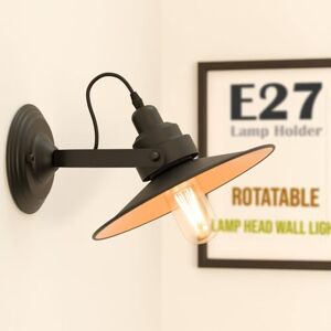 LEDSone Industrial Wall Light Black Gold Inner E27 Flat Shade, Adjustable Wall Mounted Sconce for Bedroom, Reading Room, Kitchen Desk Picture Decorative Fixture LEDSone Industrial Wall Light Black Gold Inner E27 Flat Shade, Adjustable Wall Mounted Sconce for Bedroom, Reading Room, Kitchen Desk Picture Decorative Fixture