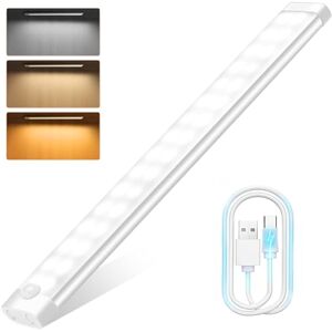 Woobroo Motion Sensor Lights 40cm Under Cabinet Kitchen Lights, 3 Color Rechargeable Night Light, Auto On/Off Dimming Wardrobe Lights for Stairs, Under Cabinet, Closet, Room, Wardrobe, 1 Pack Woobroo Motion Sensor Lights 40cm Under Cabinet Kitchen Lights, 3 Color Rechargeable Night Light, Auto On/Off Dimming Wardrobe Lights for Stairs, Under Cabinet, Closet, Room, Wardrobe, 1 Pack
