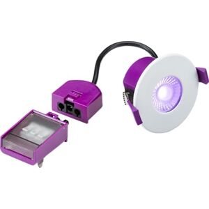 Knightsbridge SpektroLED Evo IP65 8W Fire-Rated Smart Downlight RGB and CCT Fixed, Purple Body, White Bezel Knightsbridge SpektroLED Evo IP65 8W Fire-Rated Smart Downlight RGB and CCT Fixed, Purple Body, White Bezel