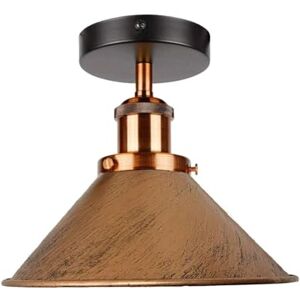 LEDSone Vintage Semi Flush Ceiling Light with E27 Holder 22cm Conical Lampshade Durable Metal Perfect for Kitchen Island, Living Room, Bedroom, Cafe, Restaurant Brushed Copper Without Bulb LEDSone Vintage Semi Flush Ceiling Light with E27 Holder 22cm Conical Lampshade Durable Metal Perfect for Kitchen Island, Living Room, Bedroom, Cafe, Restaurant Brushed Copper Without Bulb