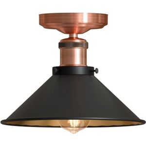LEDSone Vintage Metal Cone Ceiling Light Fixture with E27 Lamp Holder Industrial Style Semi Flush Mount Light for Kitchen Living Room Hallway & Home Decor Ceiling Light Fitting (Black Without Bulb) LEDSone Vintage Metal Cone Ceiling Light Fixture with E27 Lamp Holder Industrial Style Semi Flush Mount Light for Kitchen Living Room Hallway & Home Decor Ceiling Light Fitting (Black Without Bulb)