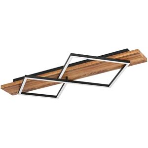 Eglo LED Ceiling Light Fixture Boyal, Flush Wooden lamp with 2 Squares, Living Room Lighting Made of Rustic Wood and Black Metal, FSC-Certified, Warm White, 78 cm Eglo LED Ceiling Light Fixture Boyal, Flush Wooden lamp with 2 Squares, Living Room Lighting Made of Rustic Wood and Black Metal, FSC-Certified, Warm White, 78 cm