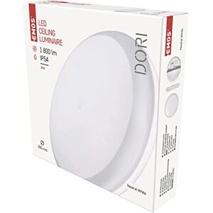 EMOS Dori LED Wall and Ceiling Light, White, IP54 Surface-Mounted Light in Circular Shape, 18 W Replacement for 100 W, Brightness 1800 lm, Neutral White 4000 K, 25000 Pieces Service Life, CRI Min. 80, EMOS Dori LED Wall and Ceiling Light, White, IP54 Surface-Mounted Light in Circular Shape, 18 W Replacement for 100 W, Brightness 1800 lm, Neutral White 4000 K, 25000 Pieces Service Life, CRI Min. 80,