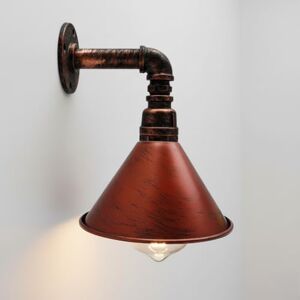 LEDSone Industrial Vintage Water Pipe Wall Light Conical Metal Lampshade in Rustic Red with E27 Socket Steampunk Sconces Ideal for Farmhouse, Bedroom Decoration Fixtures LEDSone Industrial Vintage Water Pipe Wall Light Conical Metal Lampshade in Rustic Red with E27 Socket Steampunk Sconces Ideal for Farmhouse, Bedroom Decoration Fixtures