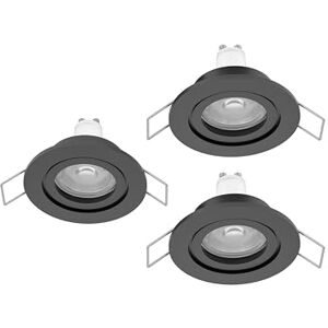 Eglo Set of 3 LED recessed spotlights Barranco, Ceiling spot for Bathroom, Light Fixture Made of Black Plastic, Warm White Bathroom lamp, Including GU10 Bulbs, IP44 Eglo Set of 3 LED recessed spotlights Barranco, Ceiling spot for Bathroom, Light Fixture Made of Black Plastic, Warm White Bathroom lamp, Including GU10 Bulbs, IP44