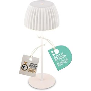 Briloner Riffle Rechargeable LED Table lamp IP44 with Light Edge, 14.5x36.5 cm, Touch, Replaceable Battery, LED Light, Battery Table lamp, Bedside lamp, German Design Award Winner 2025, White Briloner Riffle Rechargeable LED Table lamp IP44 with Light Edge, 14.5x36.5 cm, Touch, Replaceable Battery, LED Light, Battery Table lamp, Bedside lamp, German Design Award Winner 2025, White