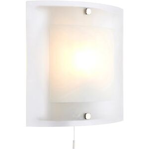 National Lighting Blaire Modern Clear & Frosted Glass Curved E14 LED Compatible Wall Light with Pull Cord Switch National Lighting Blaire Modern Clear & Frosted Glass Curved E14 LED Compatible Wall Light with Pull Cord Switch