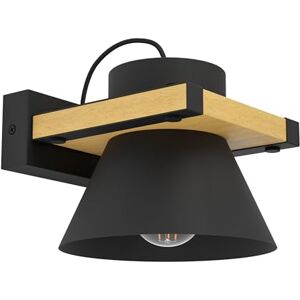 Eglo Wall Light Fixture Maccles, Wooden Indoor lamp, FSC100HB, Living Room and Hallway Lighting, Spotlight Made of Black Metal and Natural Wood, E27 Socket Eglo Wall Light Fixture Maccles, Wooden Indoor lamp, FSC100HB, Living Room and Hallway Lighting, Spotlight Made of Black Metal and Natural Wood, E27 Socket
