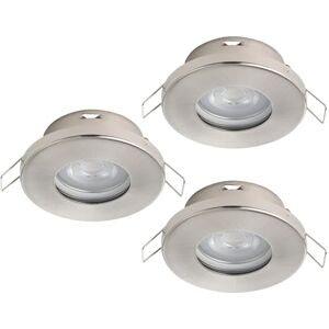 Eglo Set of 3 LED recessed spotlights Favazzina, Round Flat Ceiling Lights in Silver Metal, incl. GU10 Bulbs, Warm White, Ø 8.5 cm Eglo Set of 3 LED recessed spotlights Favazzina, Round Flat Ceiling Lights in Silver Metal, incl. GU10 Bulbs, Warm White, Ø 8.5 cm