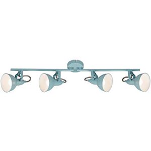 Briloner Leuchten Ceiling Light, 4-Bulb Spotlight, can Pivot and Rotate, Retro/Vintage, 4 x E14, 40 Watts, Metal, Mint and White, 790x190mm (LxH), 2049-040 Briloner Leuchten Ceiling Light, 4-Bulb Spotlight, can Pivot and Rotate, Retro/Vintage, 4 x E14, 40 Watts, Metal, Mint and White, 790x190mm (LxH), 2049-040