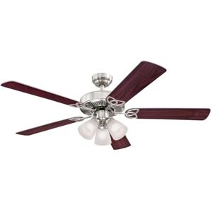 Westinghouse Lighting 7237100 Vintage Indoor Ceiling Fan with Light, 52 Inch, Brushed Nickel Westinghouse Lighting 7237100 Vintage Indoor Ceiling Fan with Light, 52 Inch, Brushed Nickel