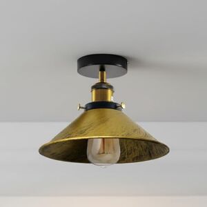 LEDSone E27 Flush Ceilings Light with 22cm Brushed Brass Conical Lampshade Easy to Fit Durable Metal Semi Flush Mount Ceiling Lighting for Bedroom, Kitchen, Dining Room with EPC A+ Bulb LEDSone E27 Flush Ceilings Light with 22cm Brushed Brass Conical Lampshade Easy to Fit Durable Metal Semi Flush Mount Ceiling Lighting for Bedroom, Kitchen, Dining Room with EPC A+ Bulb