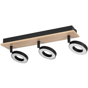 Eglo LED Ceiling Lamp Rielves, Light with 3 Adjustable Spots, Wooden Spot Bar in Brown and Metal Black, FSC Certified, Warm White, L 40 cm Eglo LED Ceiling Lamp Rielves, Light with 3 Adjustable Spots, Wooden Spot Bar in Brown and Metal Black, FSC Certified, Warm White, L 40 cm