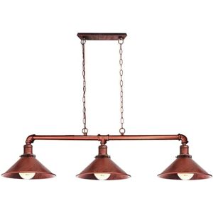 LEDSone Retro Style Rustic Red Steampunk Metal 3 Way Bar Over Table Water Pipe Ceiling Light Fitting Vintage Industrial Suspended Pendant Lamp for Living Room, Dining Room, Loft LEDSone Retro Style Rustic Red Steampunk Metal 3 Way Bar Over Table Water Pipe Ceiling Light Fitting Vintage Industrial Suspended Pendant Lamp for Living Room, Dining Room, Loft