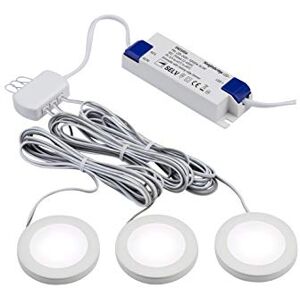 Knightsbridge Pack of 3 Cool White LED Dimmable Under Cabinet Lights in White Knightsbridge Pack of 3 Cool White LED Dimmable Under Cabinet Lights in White