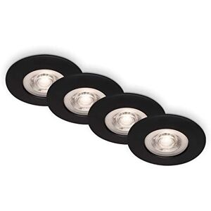 Briloner LED Downlight Spotlights, Set of 4 Recessed Ceiling Lights, IP44 Water Splash Protection, 230V, Warm White, 4.9 W 480lm, LED Downlights, Bathroom Ceiling Lights, 9x2.5cm, Black Briloner LED Downlight Spotlights, Set of 4 Recessed Ceiling Lights, IP44 Water Splash Protection, 230V, Warm White, 4.9 W 480lm, LED Downlights, Bathroom Ceiling Lights, 9x2.5cm, Black