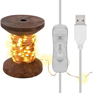 Goobay 60341 LED Fairy Lights Yarn Spool, Small, Retro Decorative Lamp, Stylish Interior Decoration, Warm White, Soothing Light, Removable Fairy Lights, Real Wood Goobay 60341 LED Fairy Lights Yarn Spool, Small, Retro Decorative Lamp, Stylish Interior Decoration, Warm White, Soothing Light, Removable Fairy Lights, Real Wood
