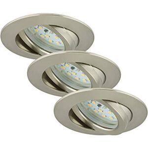 Briloner Leuchten – Recessed LED Downlight, Set of 3 Adjustable and dimmable LED Ceiling Lights, 6.5 Watt, 570 Lumens, 3,000 Kelvin, IP23, Matte Nickel, 82x28mm (DxH) Briloner Leuchten – Recessed LED Downlight, Set of 3 Adjustable and dimmable LED Ceiling Lights, 6.5 Watt, 570 Lumens, 3,000 Kelvin, IP23, Matte Nickel, 82x28mm (DxH)