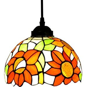 JWBXFYXW Tiffany Style Mini Pendant Light 8 Inch Vintage Pastoral Stained Glass Orange Sunflower Shade Small Pendant Lamp Ceiling Hanging Light Fixture for Kitchen Island,E27 JWBXFYXW Tiffany Style Mini Pendant Light 8 Inch Vintage Pastoral Stained Glass Orange Sunflower Shade Small Pendant Lamp Ceiling Hanging Light Fixture for Kitchen Island,E27