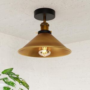 LEDSone E27 Flush Ceilings Light with 22cm Yellow Brass Conical Lampshade Easy to Fit Durable Metal Semi Flush Mount Ceiling Lighting for Bedroom, Kitchen, Dining Room, with EPC A+ Bulb LEDSone E27 Flush Ceilings Light with 22cm Yellow Brass Conical Lampshade Easy to Fit Durable Metal Semi Flush Mount Ceiling Lighting for Bedroom, Kitchen, Dining Room, with EPC A+ Bulb