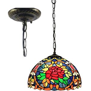 JWBXFYXW Tiffany Pendant Light Fixture Rose Peacock Stained Glass Lamp Shades Hanging Pendant Lamp Vintage Flower Glass Beads Home Decor Chandelier Wide 12" Height 39" for Kitchen Dining Room,Rose JWBXFYXW Tiffany Pendant Light Fixture Rose Peacock Stained Glass Lamp Shades Hanging Pendant Lamp Vintage Flower Glass Beads Home Decor Chandelier Wide 12" Height 39" for Kitchen Dining Room,Rose