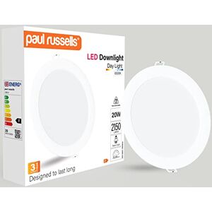 paul russells LED Ceiling Downlights, 20W Slim Recessed Bathroom Downlights, Kitchen Ceilings, 2150 Lumens, 6500K Daylight White, Cutout 170-180mm, Round Non-Dimmable Panel Spotlights, 1 Pack paul russells LED Ceiling Downlights, 20W Slim Recessed Bathroom Downlights, Kitchen Ceilings, 2150 Lumens, 6500K Daylight White, Cutout 170-180mm, Round Non-Dimmable Panel Spotlights, 1 Pack