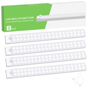 KOOSREEL Motion Sensor Lights Rechargeable 40 LEDs Wireless Dimming Indoor Night Light, Auto On/Off with Magnetic Stickers for Stick-on Anywhere for Stairs,Under Cabinet,Closet,Room, Wardrobe (6000k, 4 Pack) KOOSREEL Motion Sensor Lights Rechargeable 40 LEDs Wireless Dimming Indoor Night Light, Auto On/Off with Magnetic Stickers for Stick-on Anywhere for Stairs,Under Cabinet,Closet,Room, Wardrobe (6000k, 4 Pack)